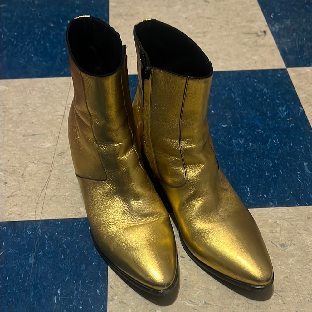 YSL Gold Ankle Boots